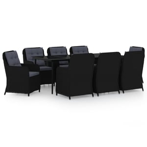 

vidaXL 9 Piece Garden Dining Set Black