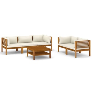 

vidaXL 6 Piece Garden Lounge Set with Cream Cushion Solid Acacia Wood