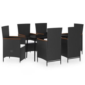 

vidaXL 7 Piece Garden Dining Set with Cushions Black