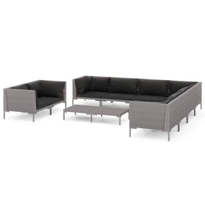 

vidaXL 10 Piece Garden Lounge Set with Cushions Poly Rattan Dark Grey