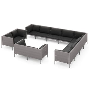 

vidaXL 12 Piece Garden Lounge Set with Cushions Poly Rattan Dark Grey