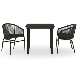 

vidaXL 3 Piece Garden Dining Set Black