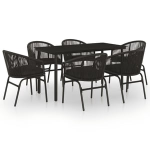 

vidaXL 7 Piece Garden Dining Set Black