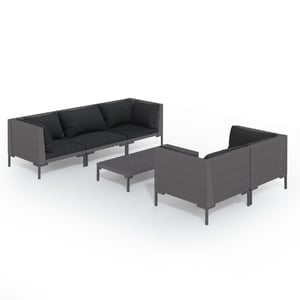 

vidaXL 6 Piece Garden Lounge Set with Cushions Poly Rattan Dark Grey