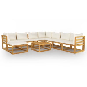 

vidaXL 9 Piece Garden Lounge Set with Cushion Cream Solid Acacia Wood