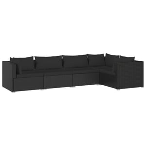 

vidaXL 5 Piece Garden Lounge Set with Cushions Poly Rattan Black