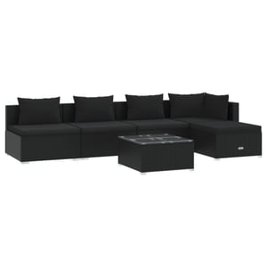 

vidaXL 6 Piece Garden Lounge Set with Cushions Poly Rattan Black