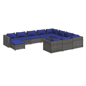 

vidaXL 11 Piece Garden Lounge Set with Cushions Poly Rattan Grey