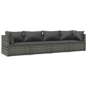 

vidaXL 4 Piece Garden Lounge Set with Cushions Poly Rattan Grey