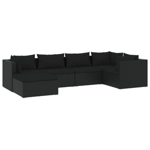 

vidaXL 6 Piece Garden Lounge Set with Cushions Poly Rattan Black