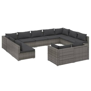 

vidaXL 11 Piece Garden Lounge Set with Cushions Grey Poly Rattan