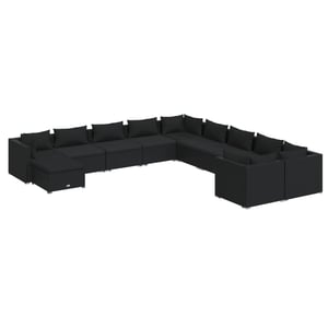 

vidaXL 11 Piece Garden Lounge Set with Cushions Poly Rattan Black