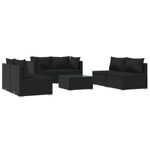 

vidaXL 7 Piece Garden Lounge Set with Cushions Poly Rattan Black