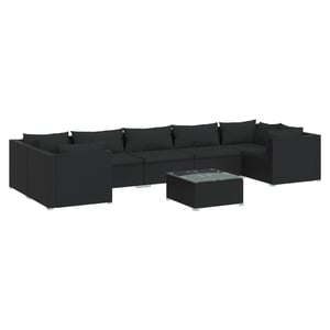 

vidaXL 8 Piece Garden Lounge Set with Cushions Poly Rattan Black