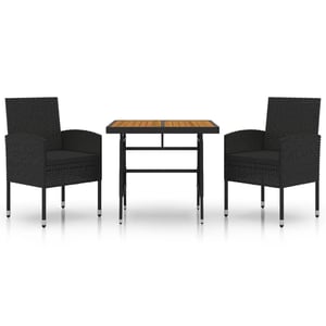 

vidaXL 3 Piece Outdoor Dining Set Poly Rattan Black