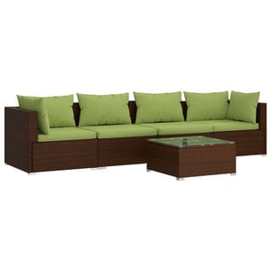 

vidaXL 5 Piece Garden Lounge Set with Cushions Poly Rattan Brown