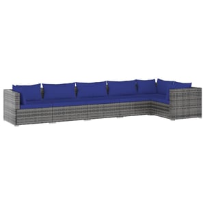 

vidaXL 6 Piece Garden Lounge Set with Cushions Poly Rattan Grey
