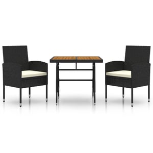 

vidaXL 3 Piece Outdoor Dining Set Poly Rattan Black