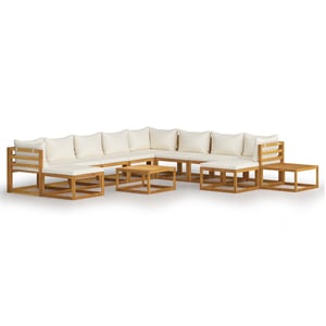 

vidaXL 12 Piece Garden Lounge Set with Cushion Cream Solid Acacia Wood