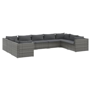 

vidaXL 9 Piece Garden Lounge Set with Cushions Poly Rattan Grey