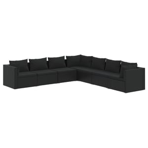 

vidaXL 7 Piece Garden Lounge Set with Cushions Poly Rattan Black