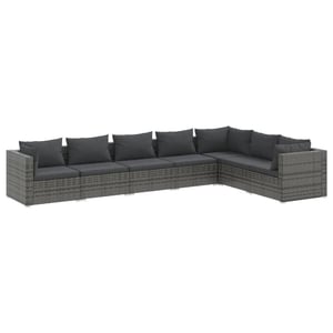 

vidaXL 7 Piece Garden Lounge Set with Cushions Poly Rattan Grey