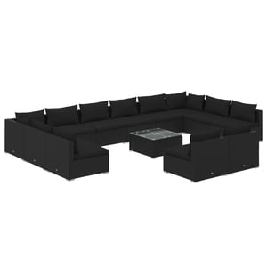 

vidaXL 13 Piece Garden Lounge Set with Cushions Black Poly Rattan