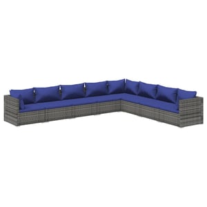 

vidaXL 8 Piece Garden Lounge Set with Cushions Poly Rattan Grey