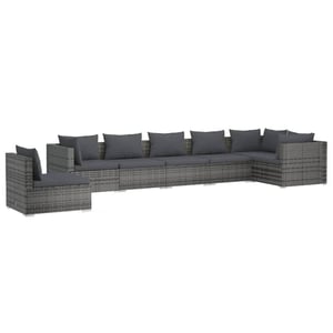 

vidaXL 7 Piece Garden Lounge Set with Cushions Poly Rattan Grey