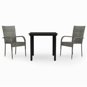 

vidaXL 3 Piece Garden Dining Set Grey and Black