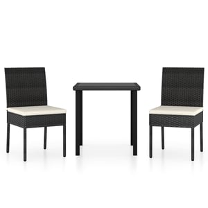 

vidaXL 3 Piece Garden Dining Set Poly Rattan Black