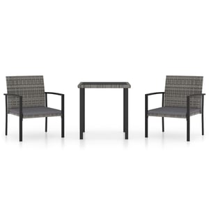 

vidaXL 3 Piece Garden Dining Set Poly Rattan Grey