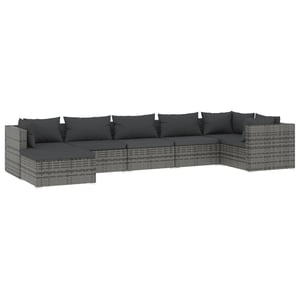 

vidaXL 7 Piece Garden Lounge Set with Cushions Poly Rattan Grey