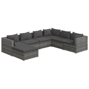 

vidaXL 7 Piece Garden Lounge Set with Cushions Poly Rattan Grey