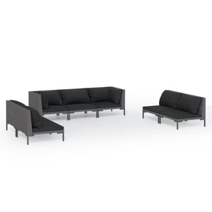 

vidaXL 7 Piece Garden Lounge Set with Cushions Poly Rattan Dark Grey