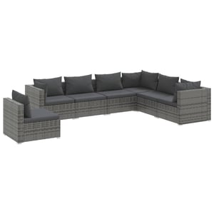 

vidaXL 7 Piece Garden Lounge Set with Cushions Poly Rattan Grey