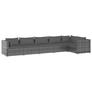 

vidaXL 6 Piece Garden Lounge Set with Cushions Poly Rattan Grey