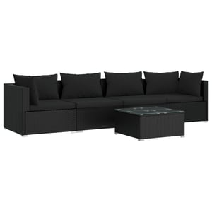 

vidaXL 5 Piece Garden Lounge Set with Cushions Poly Rattan Black