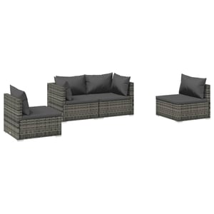 

vidaXL 4 Piece Garden Lounge Set with Cushions Poly Rattan Grey