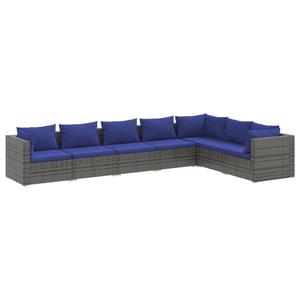 

vidaXL 7 Piece Garden Lounge Set with Cushions Poly Rattan Grey