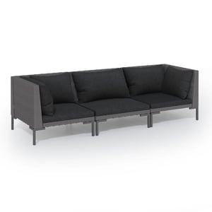 

vidaXL 3 Piece Garden Lounge Set with Cushions Poly Rattan Dark Grey