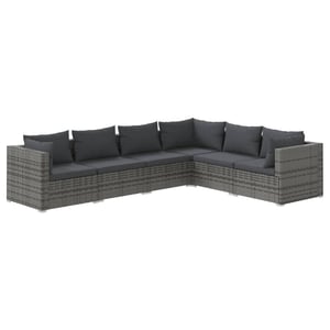 

vidaXL 6 Piece Garden Lounge Set with Cushions Poly Rattan Grey