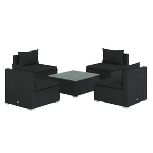 

vidaXL 5 Piece Garden Lounge Set with Cushions Poly Rattan Black