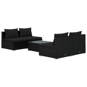 

vidaXL 5 Piece Garden Lounge Set with Cushions Poly Rattan Black
