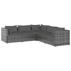 

vidaXL 5 Piece Garden Lounge Set with Cushions Poly Rattan Grey