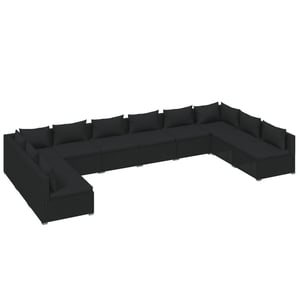 

vidaXL 10 Piece Garden Lounge Set with Cushions Poly Rattan Black