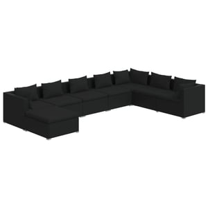 

vidaXL 8 Piece Garden Lounge Set with Cushions Poly Rattan Black