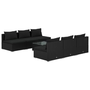 

vidaXL 7 Piece Garden Lounge Set with Cushions Poly Rattan Black