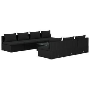 

vidaXL 8 Piece Garden Lounge Set with Cushions Poly Rattan Black