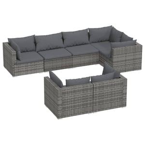 

vidaXL 7 Piece Garden Lounge Set with Cushions Grey Poly Rattan